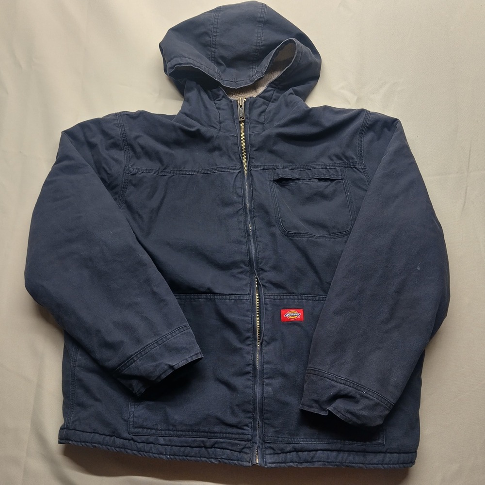 Dickies Mens XL Sherpa Lined Hooded Canvas Work Jacket Black TJ350RBK
